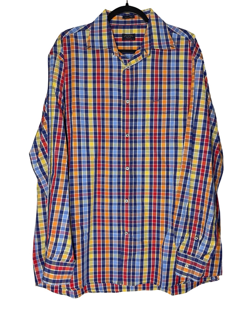 Paul & Shark Yachting Men’s 46 XXL Madras Plaid Shirt Made Italy Preppy Coastal
